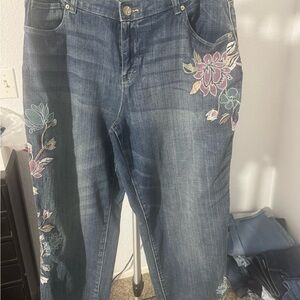 Style & Co. Blue Jeans with Floral Embroidery